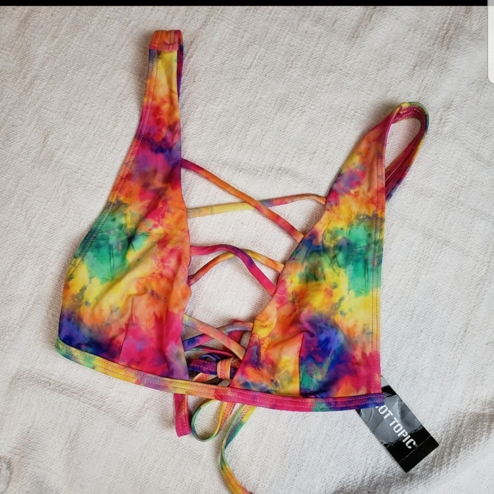 Hot topic tie dye medium swim suit top